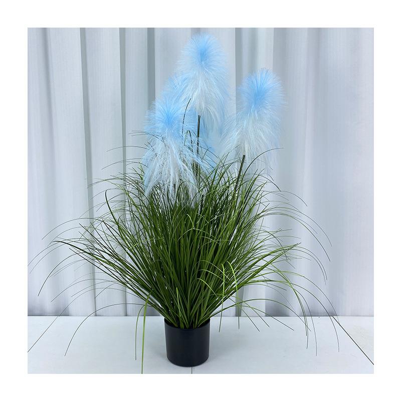 工厂直销客厅大型假绿植仿真植物装饰造景大头粉色芦苇盆栽摆件
