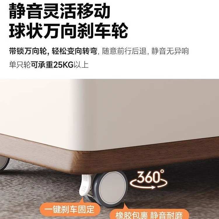 小桌子奶油风升降茶桌沙发可移动边几推车茶几客厅家用小户型岩板