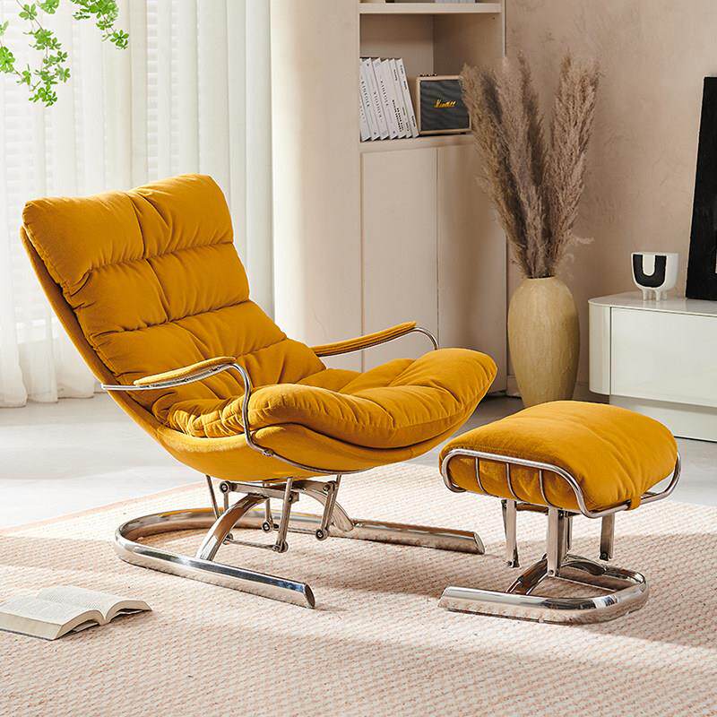 摇摇椅不锈钢懒人躺椅意式极简阳台休闲 椅客厅沙发椅卧室贵妃椅