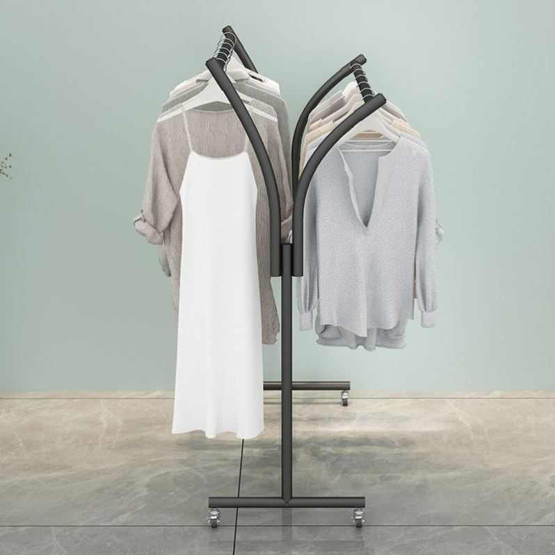 服装店中岛展示架落地专用双排杠陈列女童装上墙挂衣货架移动带轮