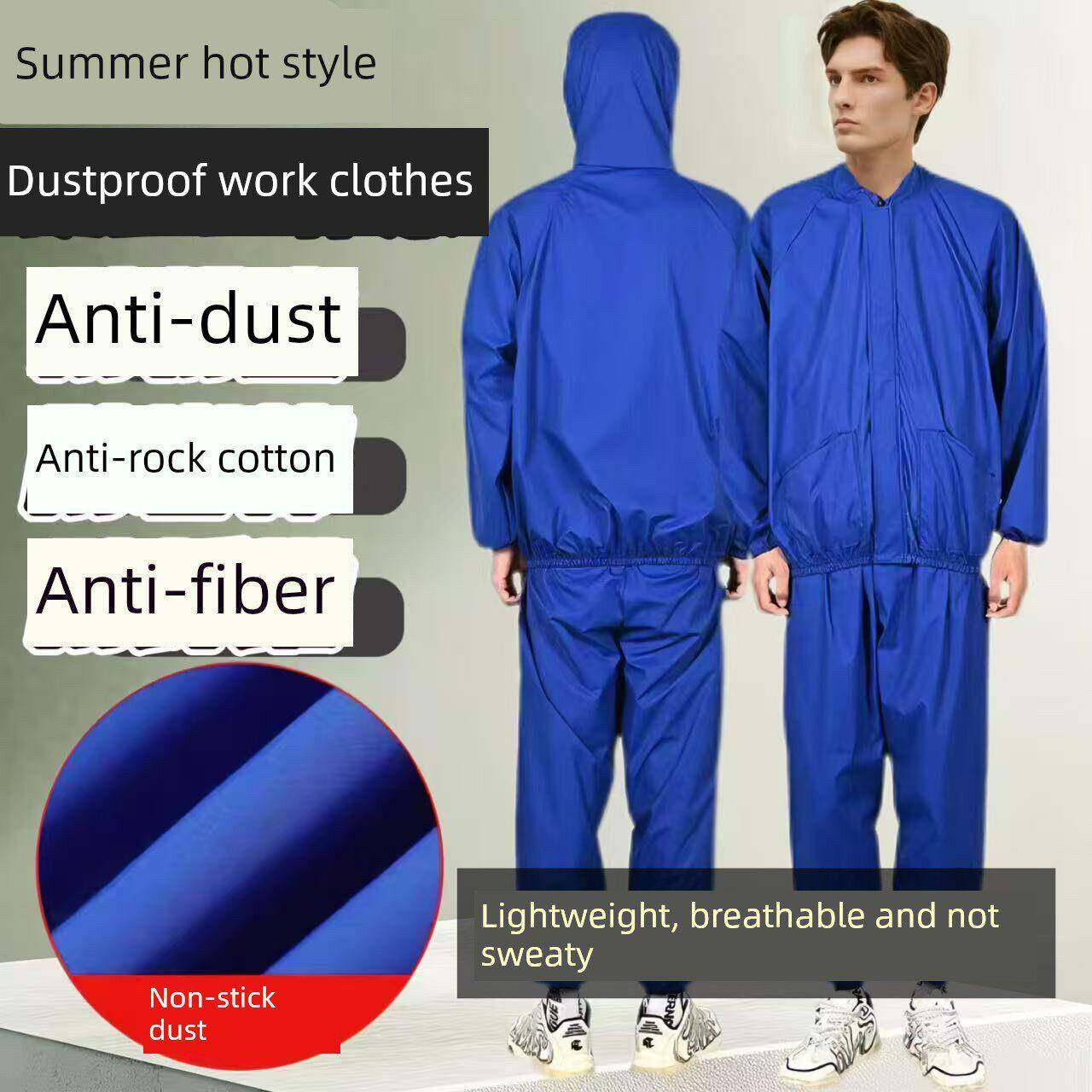 夏季分体防尘服透气防护服防岩棉玻璃纤维工业粉尘连体劳保罩衣男