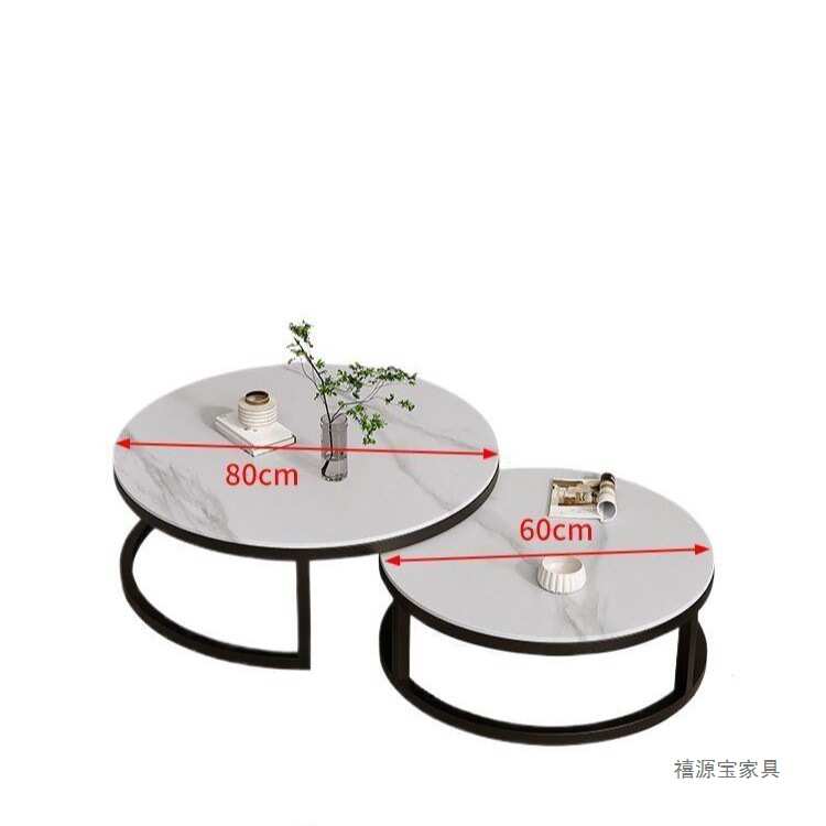 岩板茶几客厅家用小户型现代简约网红圆形玻璃桌子出租房2023新款