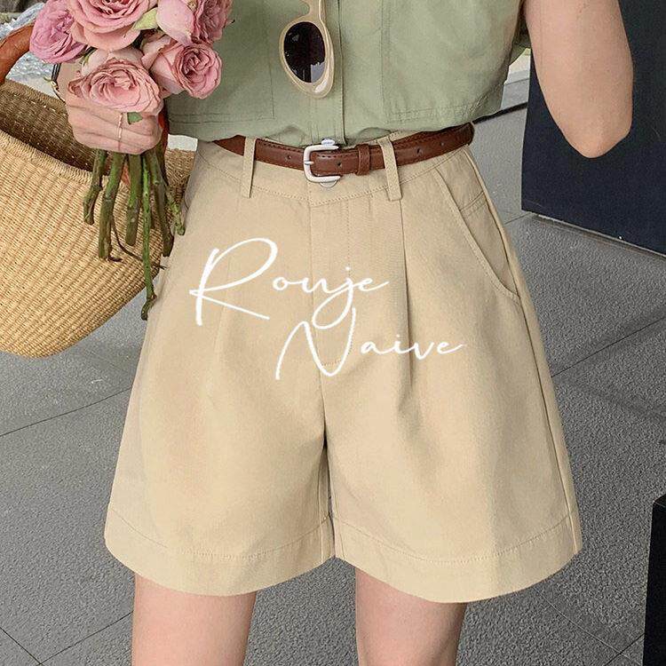 ROUJE NAIVE短裤女款夏季2026年新款高腰宽松休闲显瘦五分裤中裤