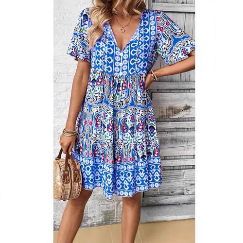 Printed collar dress for women, single coverage short