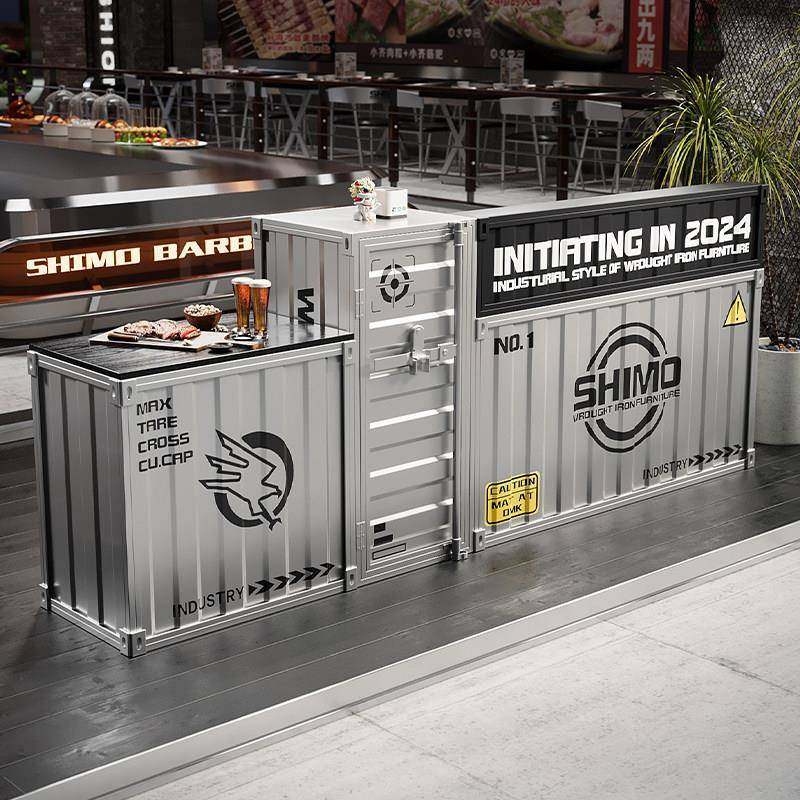 工业风收银台创意集装箱酒吧吧台商用奶茶店吧台桌转角复古接待台,商业/办公家具,收银台,淘宝优惠券,粉丝福利购,淘宝优惠卷