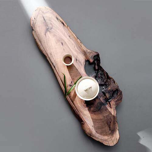 实木茶盘家用托盘排水整块树根茶托盘覆古风中式茶海小型干泡茶台