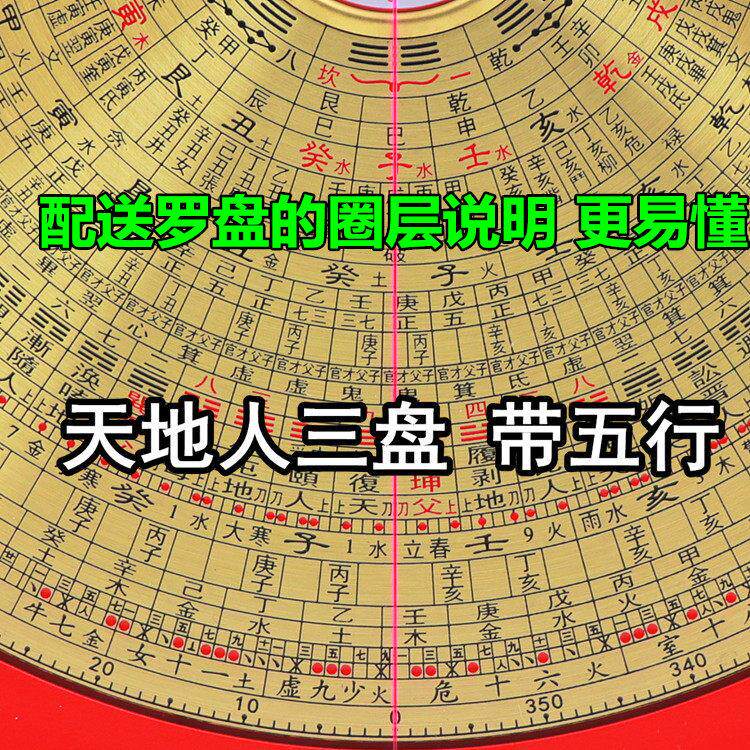 香港老字号罗盘3寸5寸6寸8寸10寸三元三合综合盘高精度纯铜风水盘