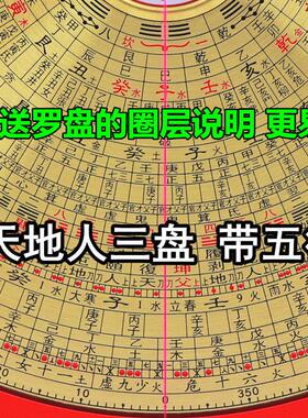 香港老字号罗盘3寸5寸6寸8寸10寸三元三合综合盘高精度纯铜风水盘