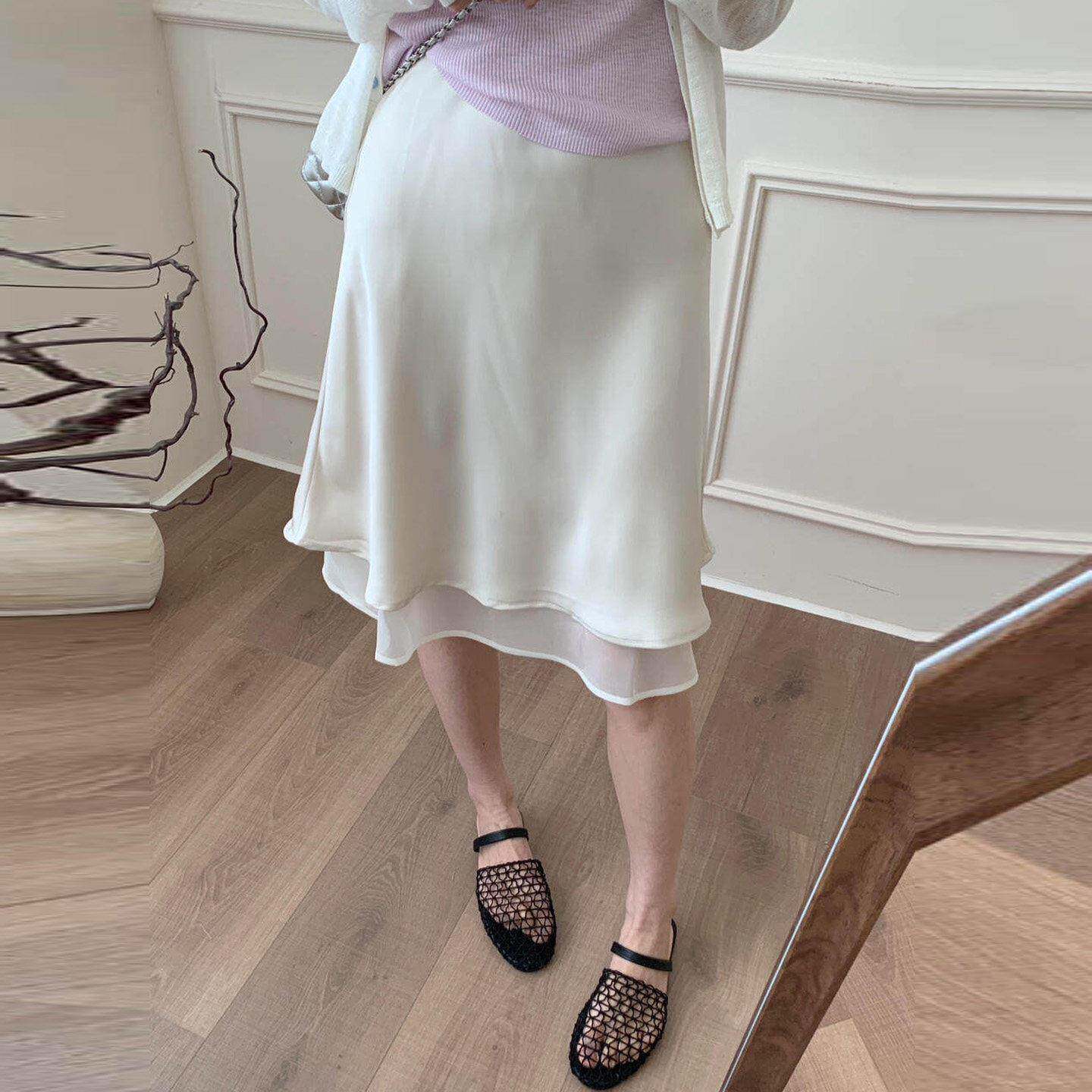 醋酸缎面半身裙女春夏高级感高腰显瘦小个子a字包臀中裙鱼尾短裙
