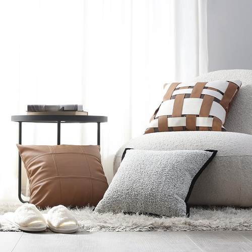 现代简约暗橙系客厅沙发抱枕酒店民宿样板间售楼靠垫卧室床上靠枕