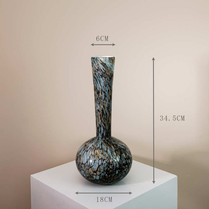 中古风复古甜百搭高级琉璃花瓶玻璃高级感陶瓷大小ins风高颜值