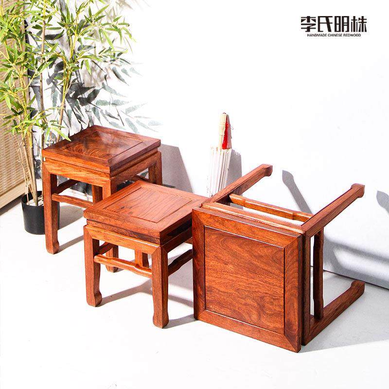 刺猬紫檀方凳红木矮凳中式实木沙发凳简约花梨木茶几凳小户型餐凳,住宅家具,红木椅凳,淘宝优惠券,粉丝福利购,淘宝优惠卷