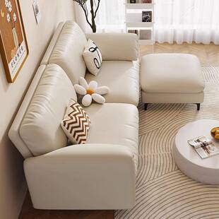 奶油风小户型沙发客厅卧室客房双人三人民宿公寓租房猫爪皮布沙发