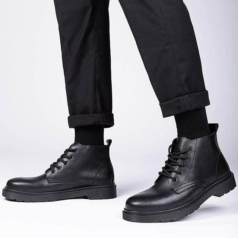 2025秋冬黑色高筒真皮马丁靴男高级感英伦风机车靴ins帅气工装靴