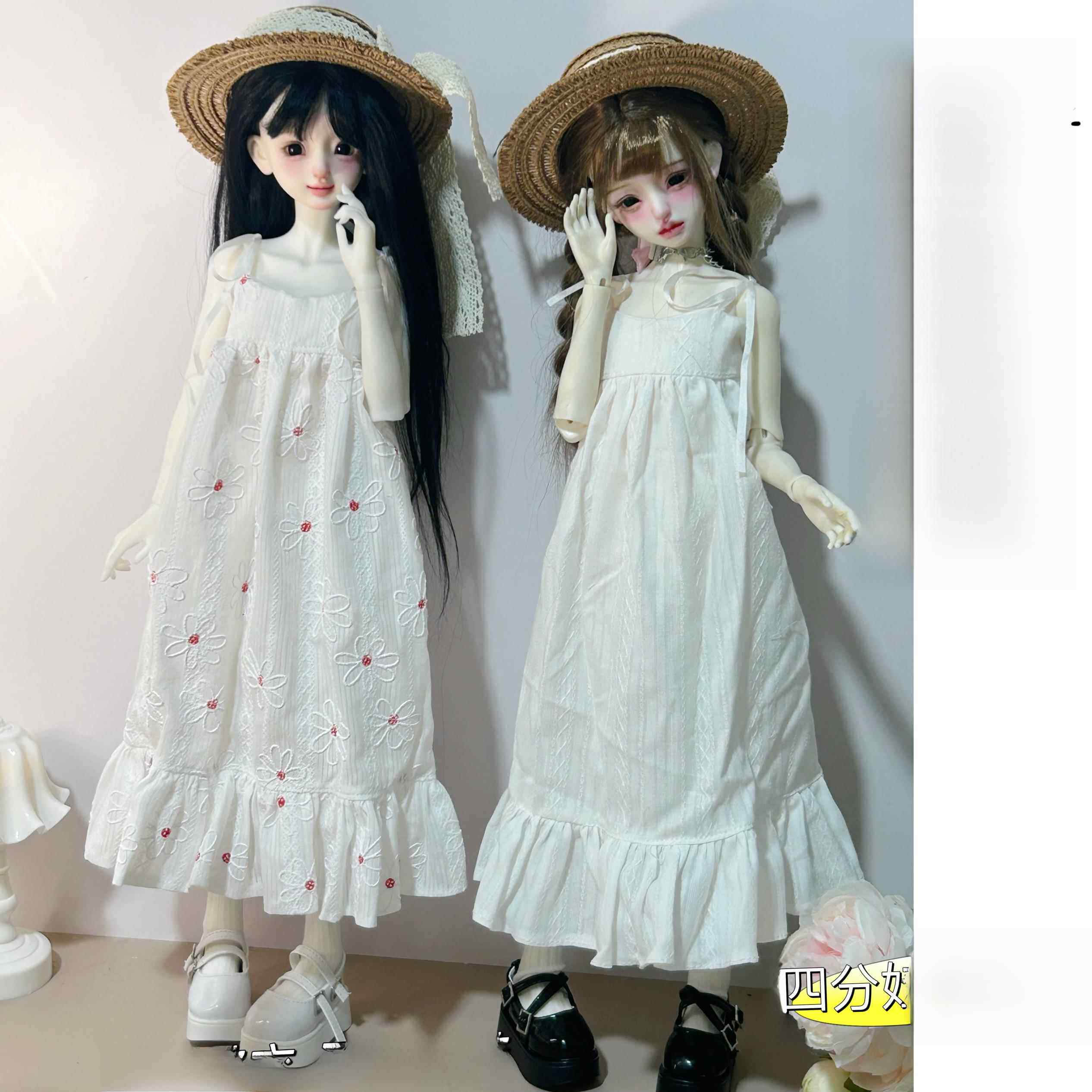 bjd4/6分白色连衣裙吊带裙长裙仙女裙百搭30cm娃娃衣服4/1娃衣