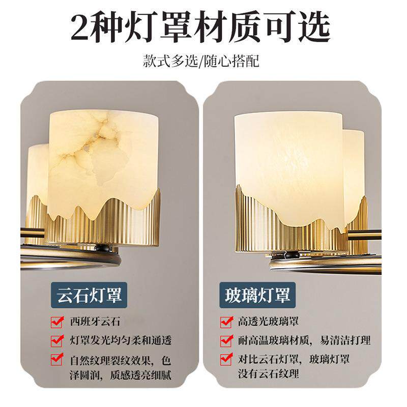 新中式WT2302天然云石全吊灯中风别复式楼墅客厅灯中铜国山灯具LE