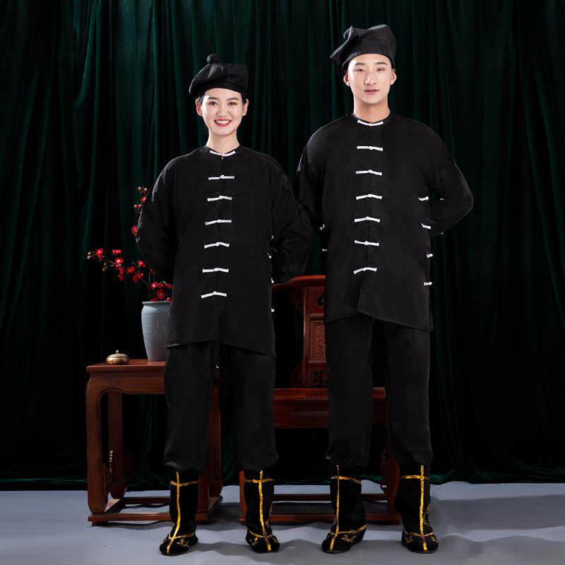 高档戏剧戏曲演服衣武松打虎黑色武打出装衣武生衣服夜行杂役服戏