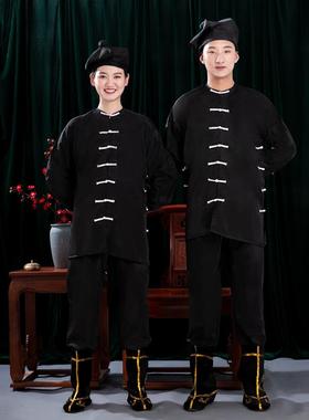 高档戏剧戏曲演服衣武松打虎黑色武打出装衣武生衣服夜行杂役服戏