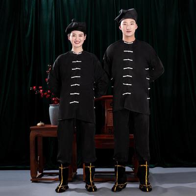 高档戏剧戏曲演服衣武松打虎黑色武打出装衣武生衣服夜行杂役服戏
