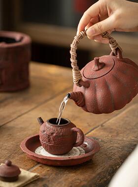 炉赭石Y2023111红粗煌陶酒精中式敦火炉围炉煮茶温茶炉户外便小携