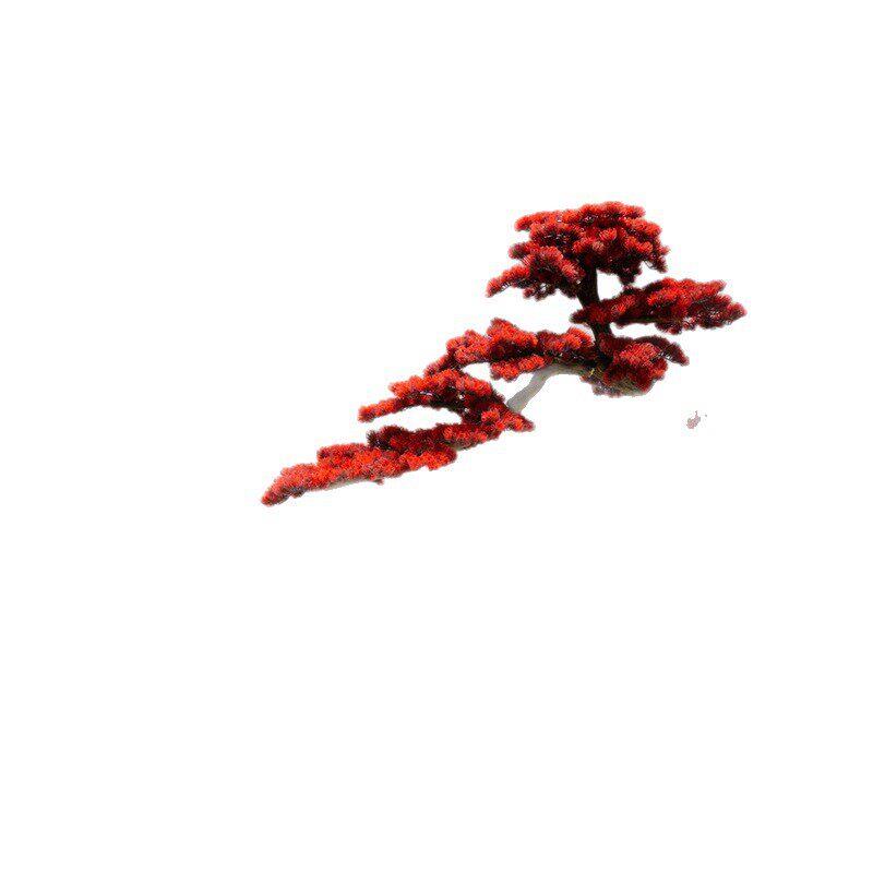 仿真树迎客松红色生绿植假树景观植物造景酒店楼梯室内装饰摆件