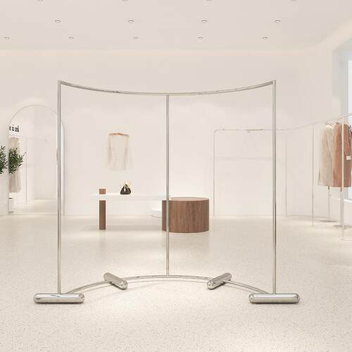 服装店展示架弧形中岛挂衣架落地式不锈钢拉丝陈列道具店铺衣货架