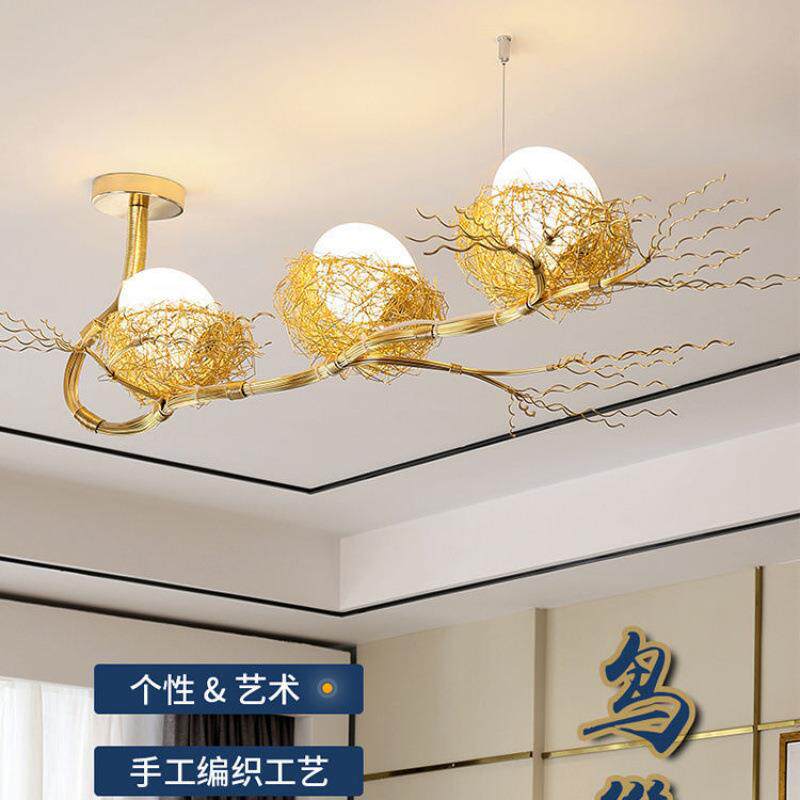 吸顶灯手工铝线LED客厅灯温馨卧室餐厅灯具鸟巢鸟窝过道走廊吊灯