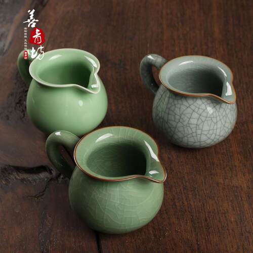 善青坊青瓷 公道杯陶瓷 茶漏 功夫茶具 分茶器耐热茶海茶道配件