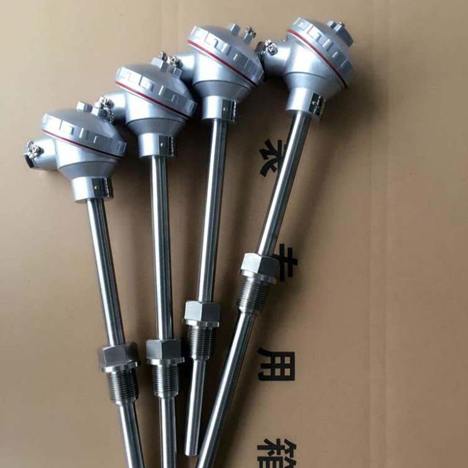 K型热电偶高温接线盒式PT100温度变送器铠装热电偶螺纹连接