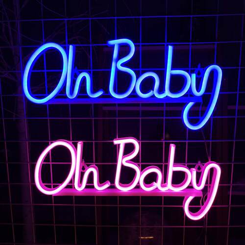 LED字母灯oh baby霓虹灯造型彩灯挂墙氛围灯室内房间卧室节日装饰
