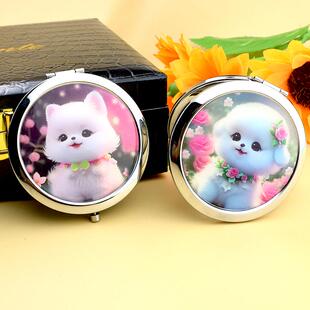 哈喽kitty镜子keiti猫化妆镜双面小镜子金属镜女童日用kiti折叠镜