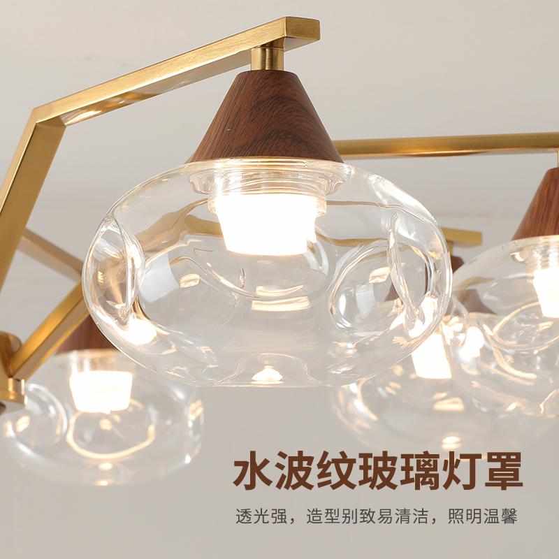 法式中古风客厅灯吊灯魔豆美式复古风卧室灯胡桃木色餐厅灯具