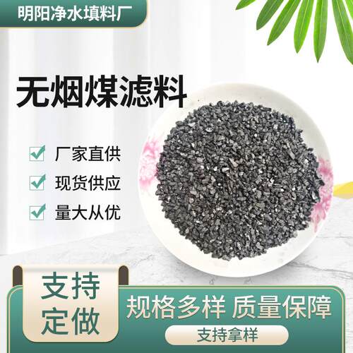 厂家供应 水洗无烟煤滤料 污水过滤介质 三层双层滤池快滤材料