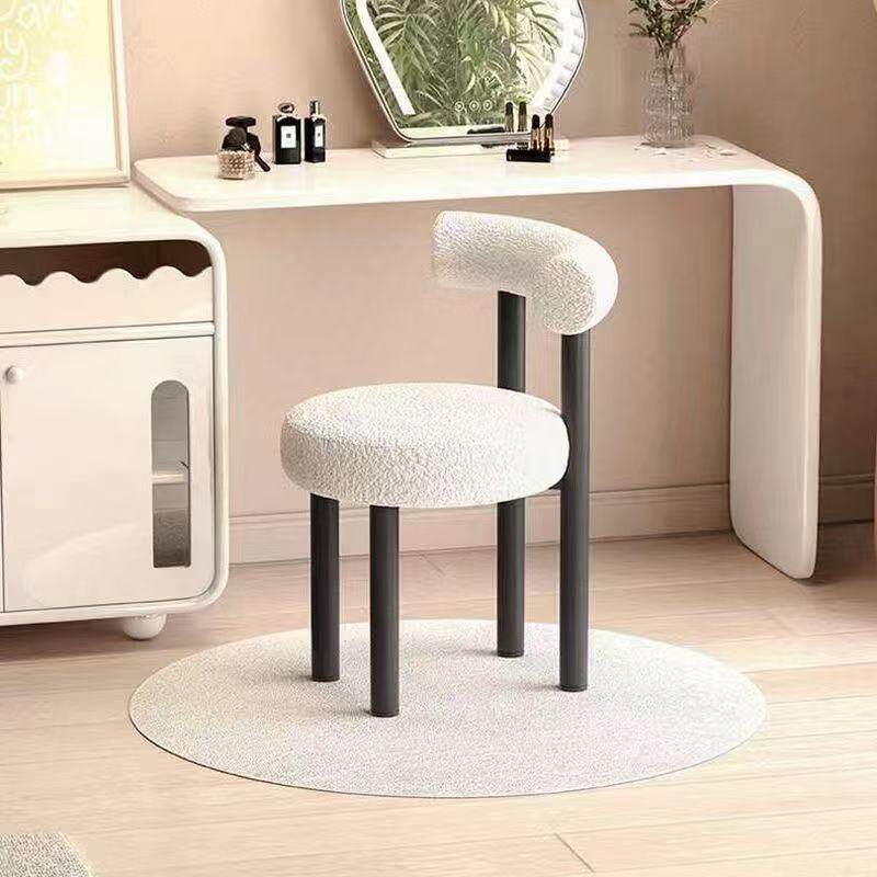 轻奢化妆卧室梳妆凳皮椅质奶油风梳妆无品牌/台椅子背凳现代靠简