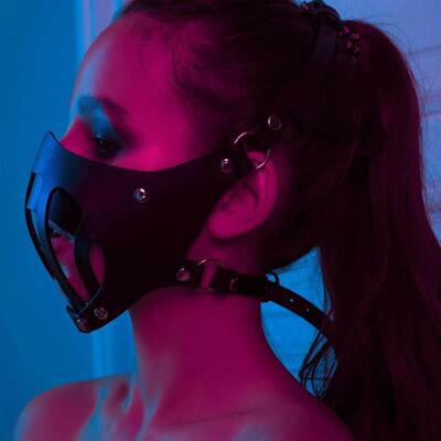 Punk Mask Sexy PU Leather Half Face Bondage Cage Masks