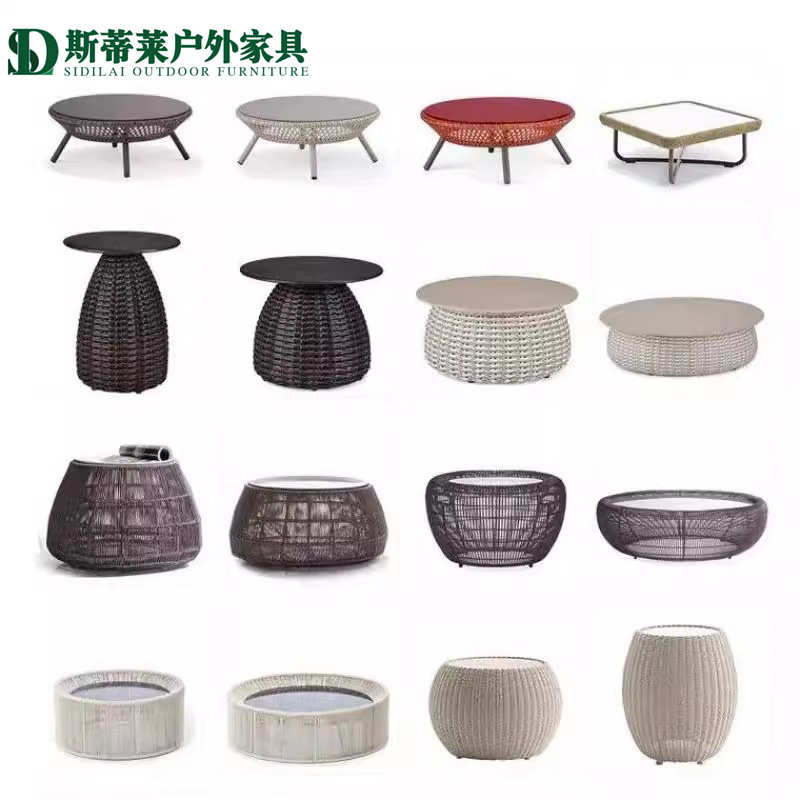 户外家具藤编圆茶几边几阳台洽谈桌子角几室外庭院沙发圆几小茶几