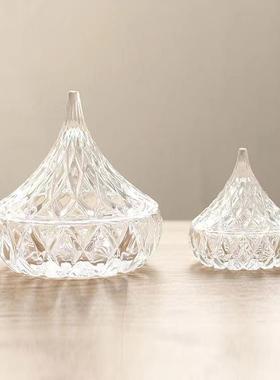 玻璃糖缸水晶首饰戒指储物罐蜡烛香薰容器松子糖果盅装饰摆件