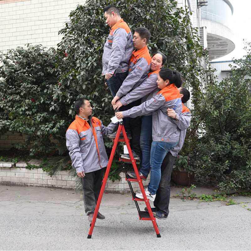折叠梯厂家红色伸缩梯梯子伸缩折叠多功能人字防滑家用梯梯子乔迁