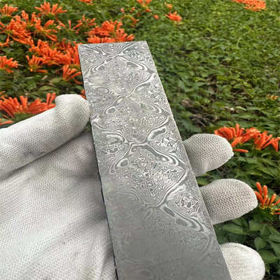 无夹钢大马士革花纹钢板钢条DIY刀料不锈钢锻打刀配件淬火 未开刃