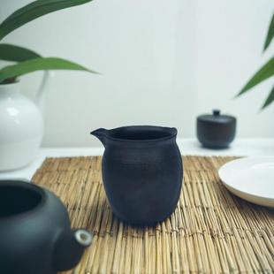 纯手工非遗传承黑陶土窑柴烧功夫茶盏主人单杯复古天然黑陶公道杯