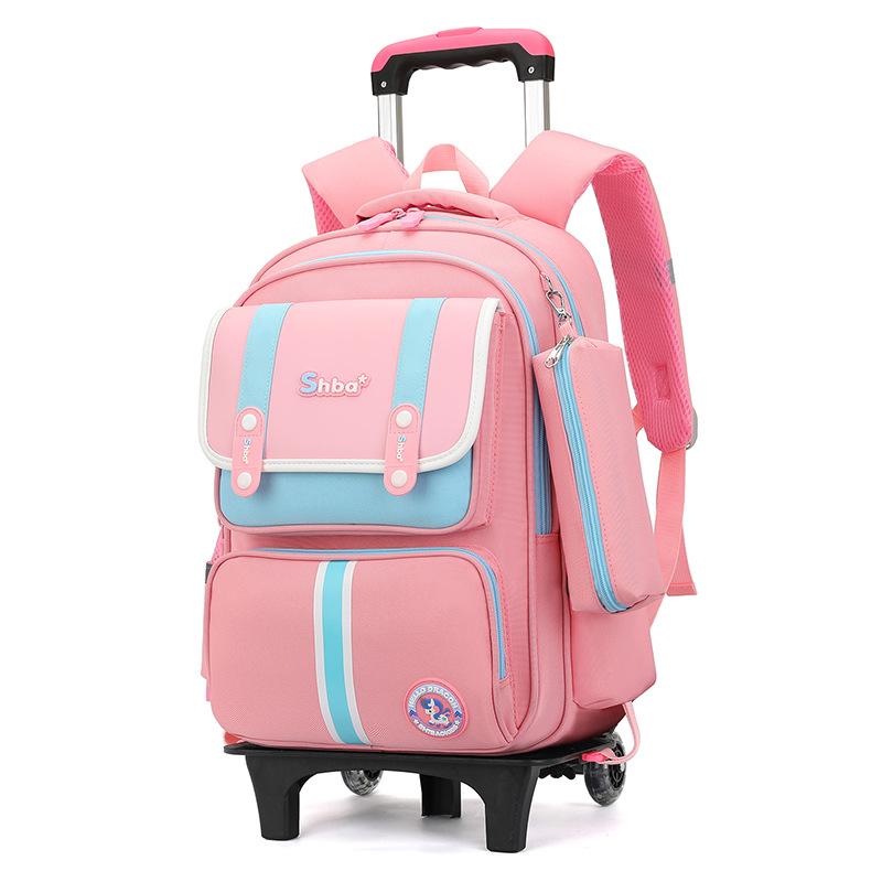 儿童拉杆书包男生小学生三到六年级拖拉爬楼轻便减负背拉两用背包