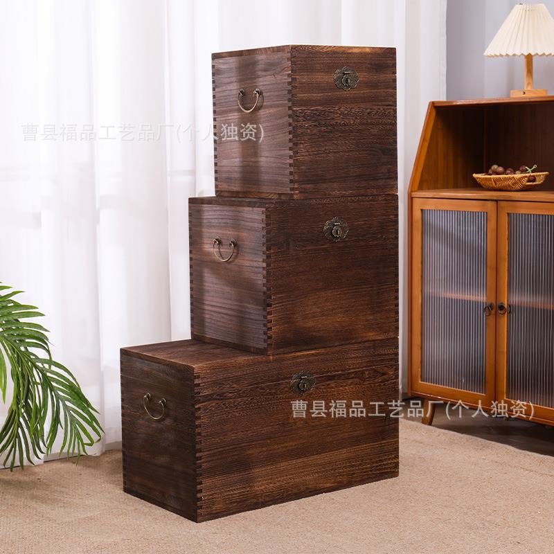 实木收纳盒长方形锁木箱储888做纳旧复古大木箱子物箱杂带物整理
