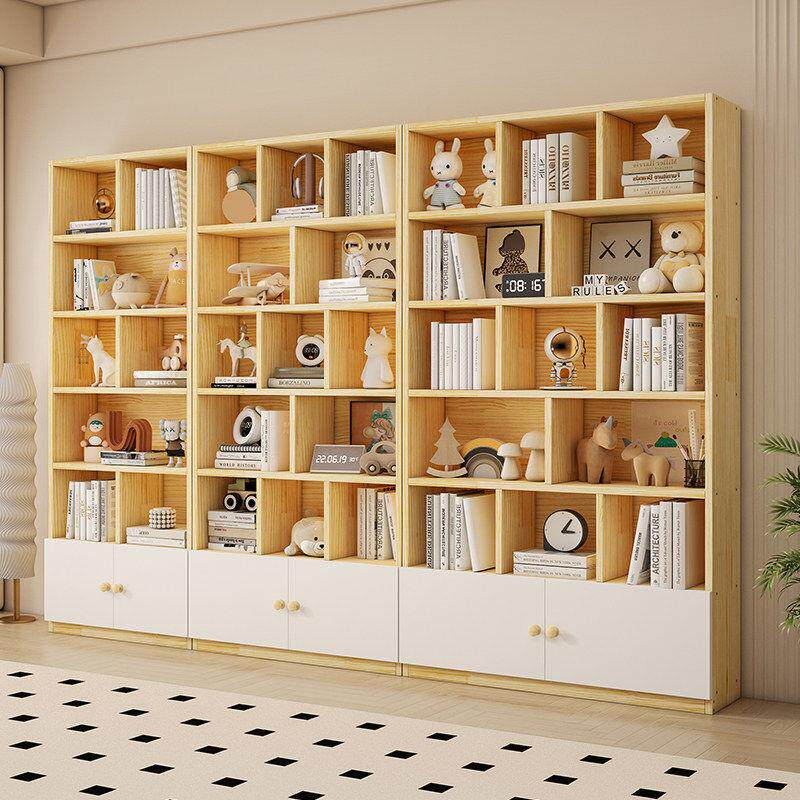 暖宅简约现代实木书柜多层收纳储物柜书房定制组合柜