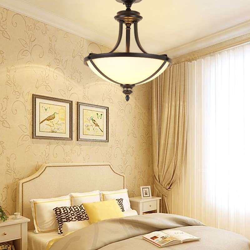 美式吊灯复古铁艺楼梯阳台灯玄关入户走廊进门圆形半吸顶卧室灯