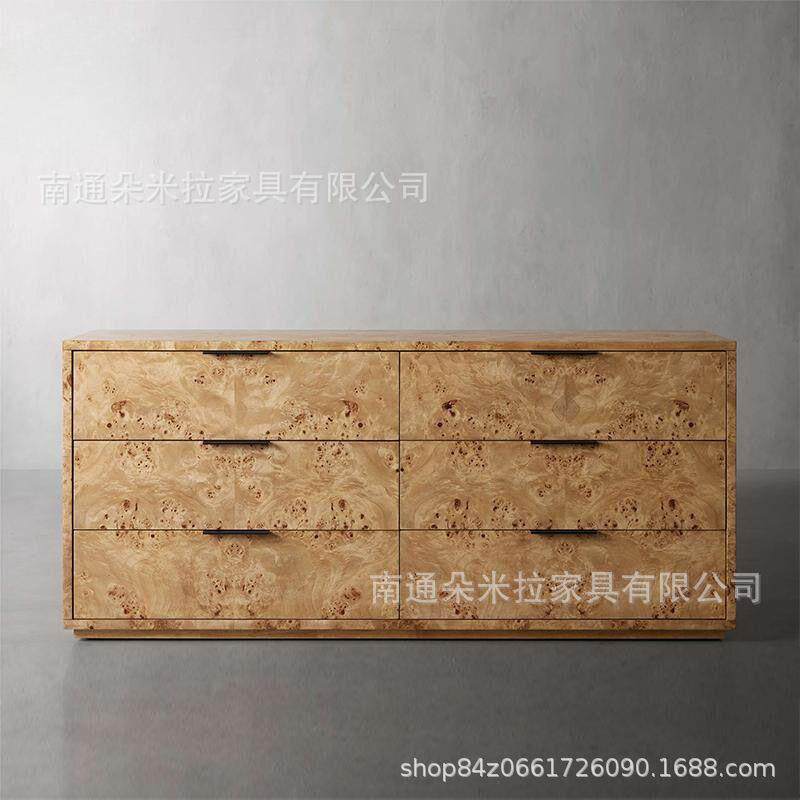 美式树瘤皮六斗柜梳妆台卧室收纳柜客厅餐边柜
