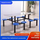 学校食堂餐桌椅组合学生不锈钢餐桌员工地连体餐桌椅饭堂餐桌定制