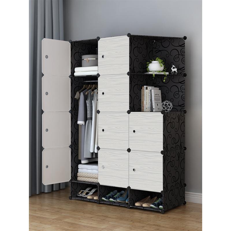 易衣柜组装实木LQX衣橱组简合收塑料布艺钢架储物简约现代纹经济