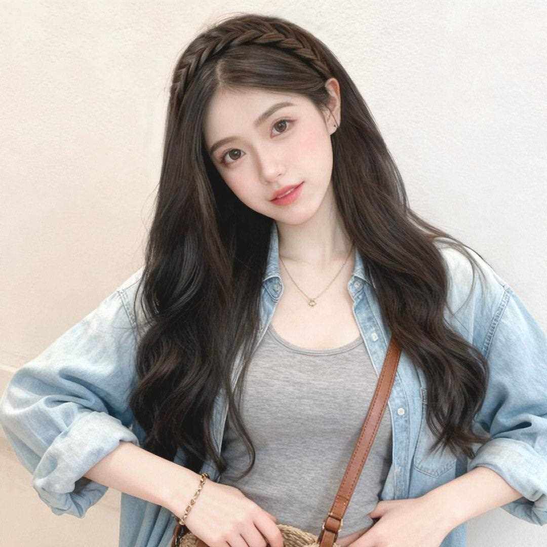 新款直销韩系大波浪假发女仿真长卷发鱼骨发箍一体式发量半头套库