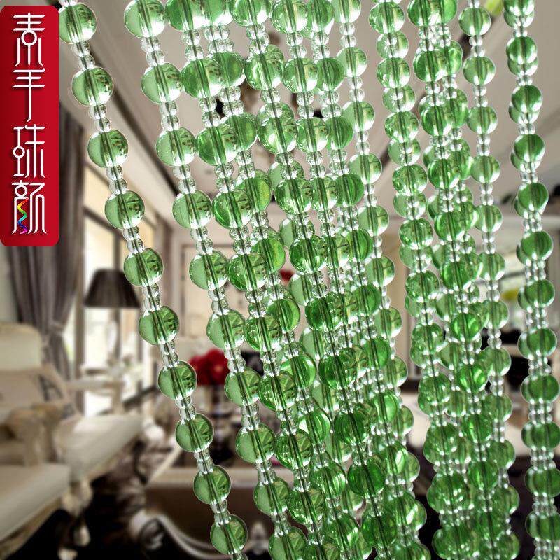 绿色满穿风水门帘定制珠帘水晶隔断窗水晶珠帘客厅挂帘玄关装饰帘