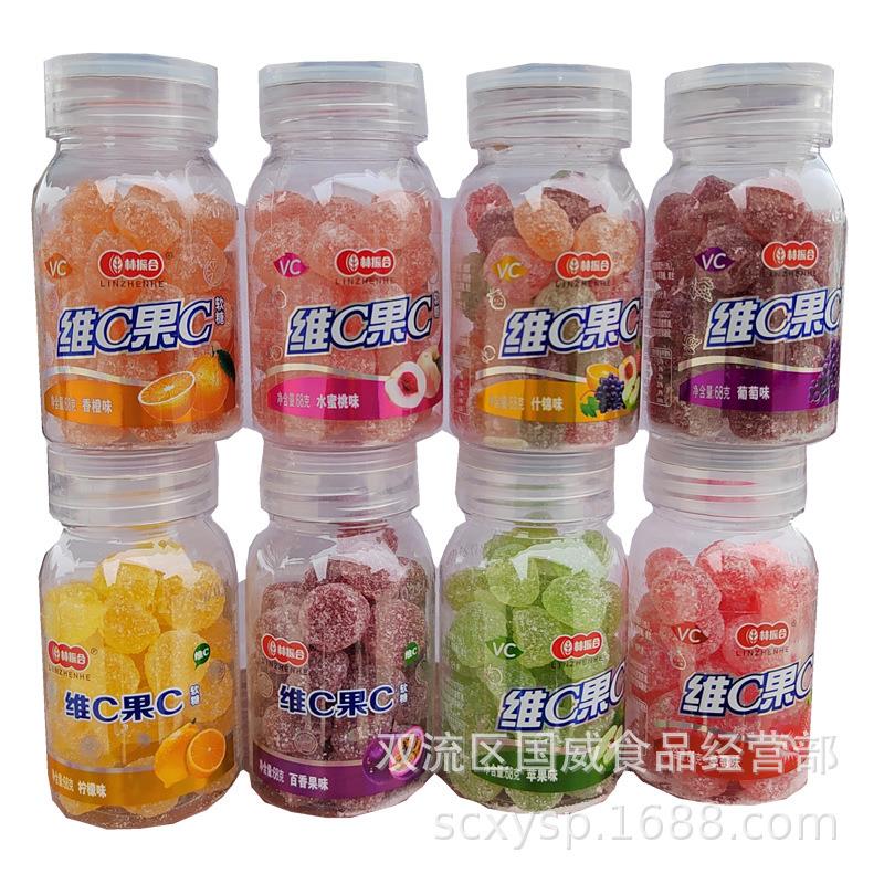 8瓶*68g林振合果汁味软糖葡萄味苹果味香橙味草莓味水果味软糖